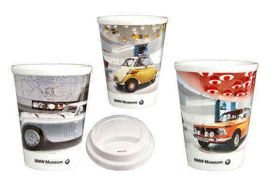 BMW Museum Porzellan Kaffeetassen, verschiedene Motive.